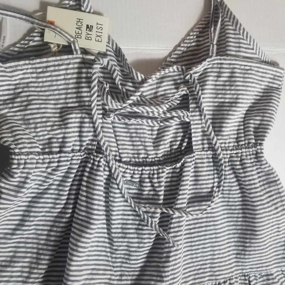 NWT BEACH BY EXIST GRAY AND WHITE STRIPED DRESS SIZE XL WITH ADJUSTABLE STRAPS - Picture 8 of 9